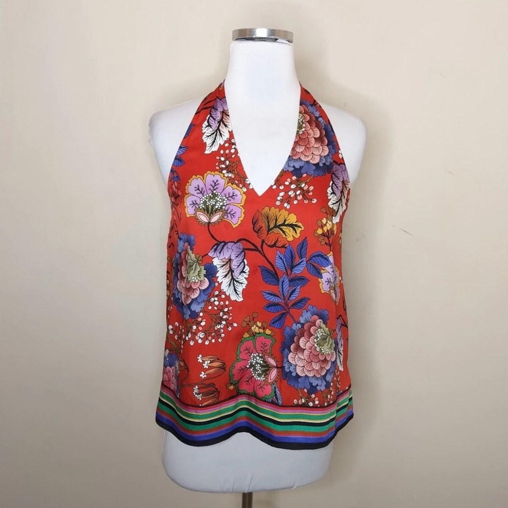 Express Red Floral Halter Top